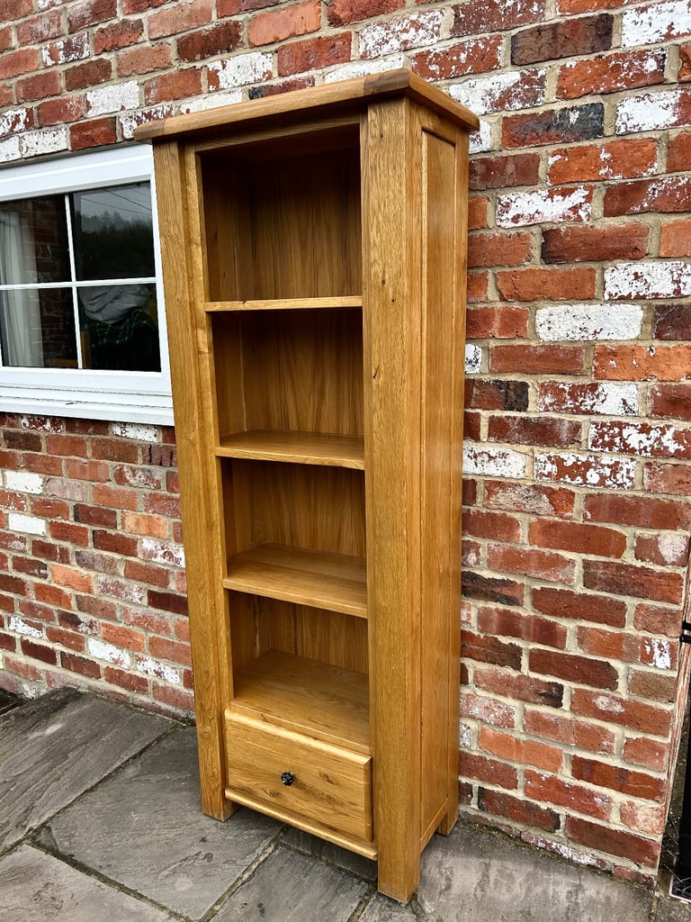Rustic Solid Oak Tall Bookcase - Great Condition 