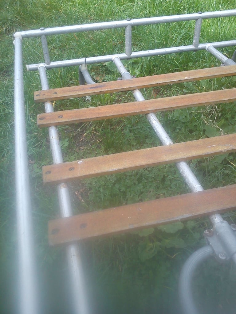 Desmo, vintage, aluminium and teak roof rack.