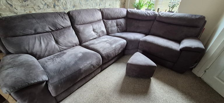 image for Corner sofa set with x2 electric recliners