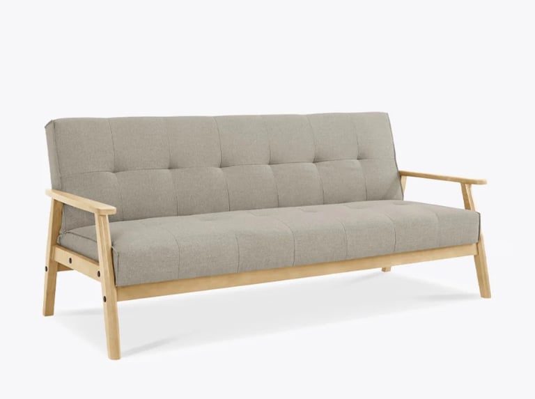 image for 3 seater cream fabric sofa bed brand new 