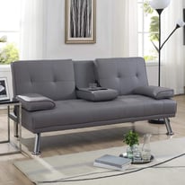 Unwind in Luxury with our Sleek Sofa Bed and Convenient Cup Holders