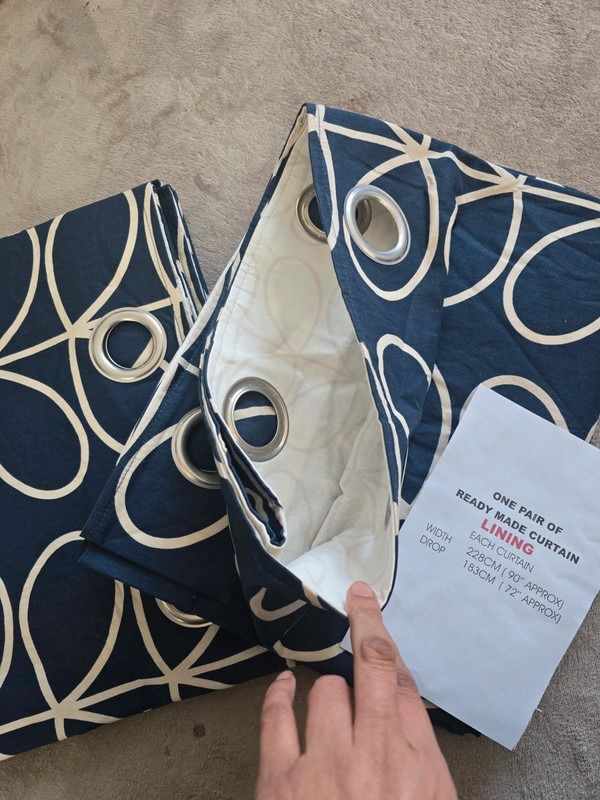 Orla keily whale roman jumbo linear stem Eyelet curtains   228cm Drop 183cm 