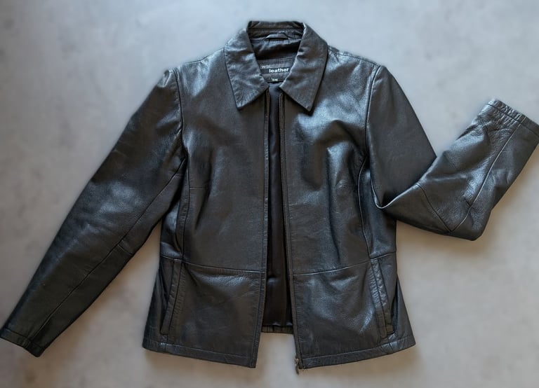 image for Ladies real leather biker style jacket - Size 12