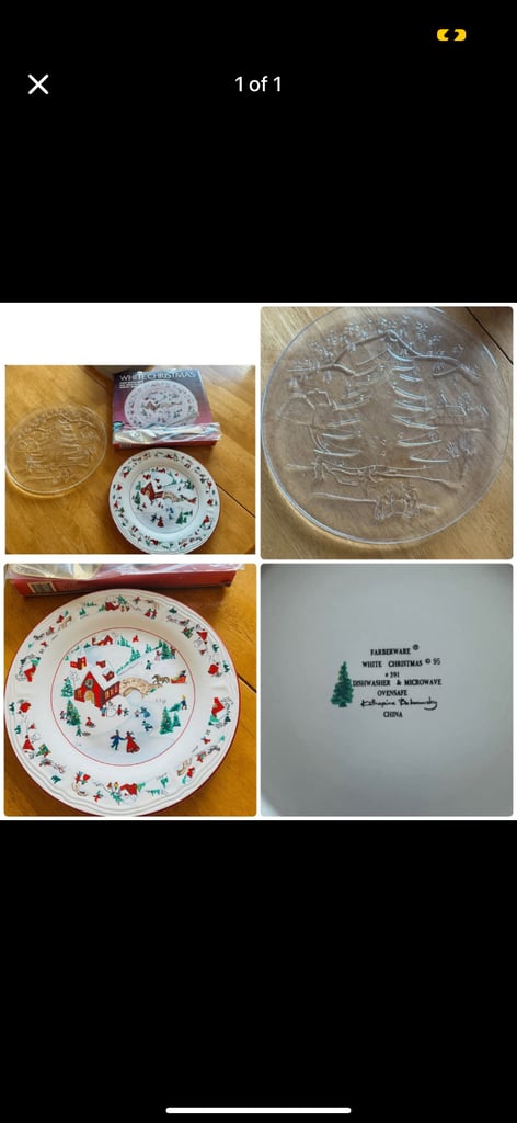 image for Christmas plate and 22K gold plated pastry server & pressed glass cake plate