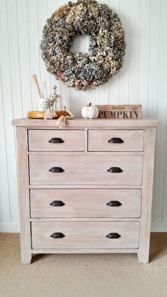 Rustic washed oak 3 drawer bedside chest,  industrial style bedroom futniture