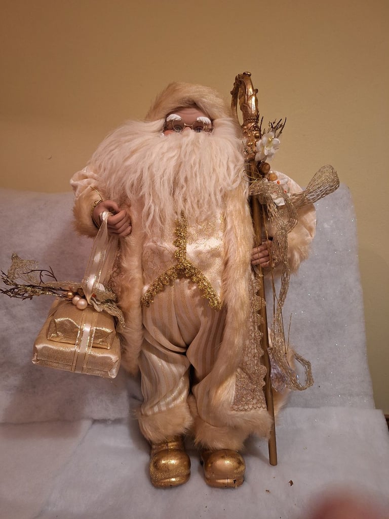 image for Large Cream/Gold Santa  Price Drop!