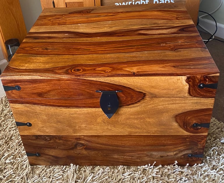 Large solid wooden storage box