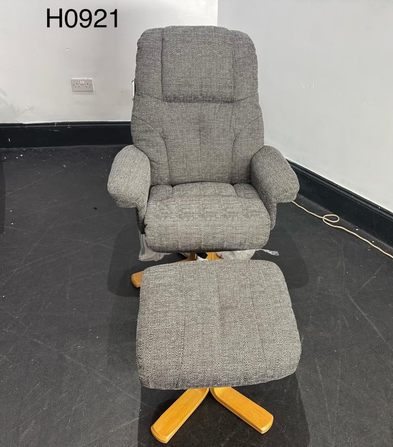 DFS Capri Grey Swivel Recliner Chair & Footstool  New  £250 Free Local Delivery
