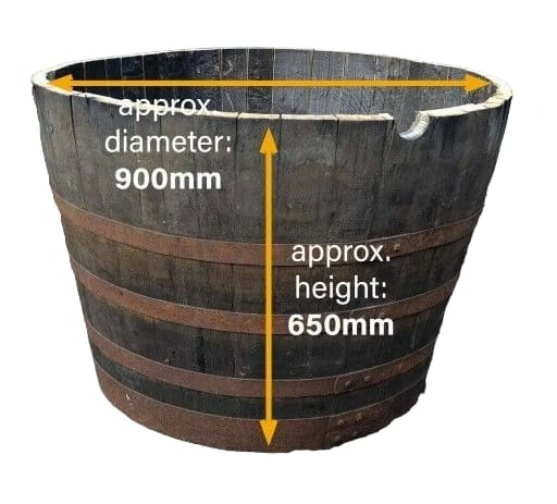GIANT Half Barrel Planter  / Tub Whisky Oak Wood Garden 