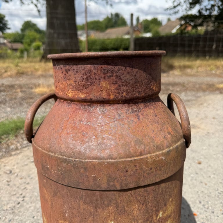 Antique Steel Milk Churn Rustic Planter Pot Wedding Prop Garden Farm