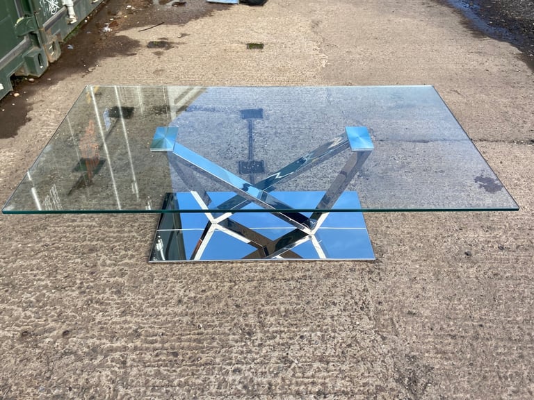 image for Glass Coffee Table with chrome legs