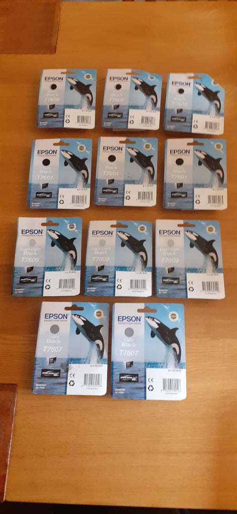 image for 100% Genuine Brand New ORIGINAL EPSON T760 (Killer Whale) Set of 11 Ink Cartridges-£120 BUY ME