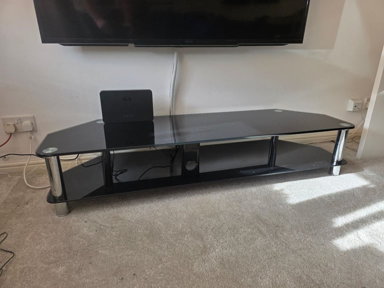 image for BLACK GLASS AND CHROME TV UNIT