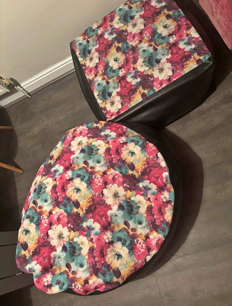 Faux leather floral beanbags 