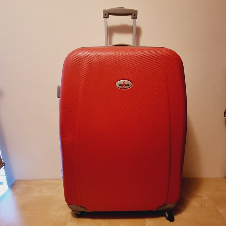 John Travel Luggage Medium Luggage Suitcase with 4 Wheels Red Hard Shell