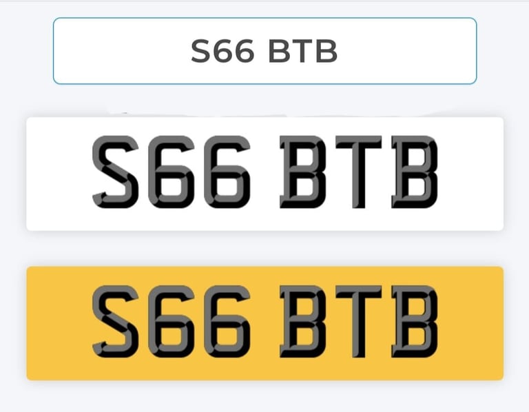 image for S66 BTB cherished/Private  car van number  plate