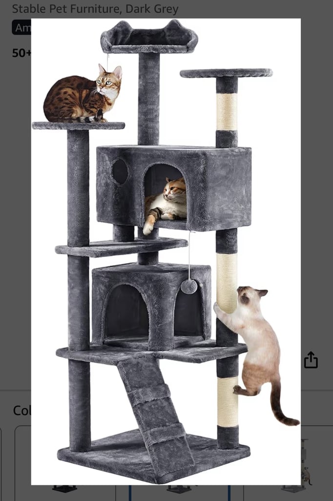 Cat Tree, 158cm Cat Tower, Dark Grey