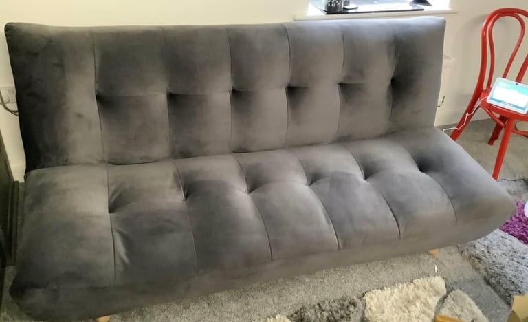 Grey Velvet Habitat Sofa Bed 
