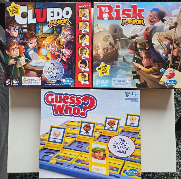 ** SOLD. GONE ** Junior Cluedo, Junior Risk, Guess Who Board Games