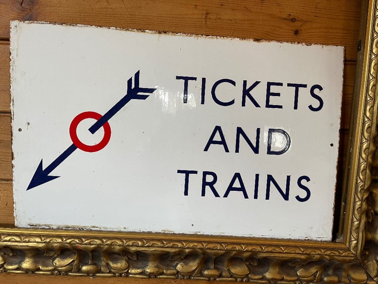 vintage original double sided railway train sign