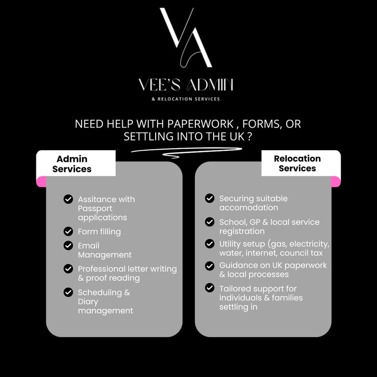 Vee’s admin and relocation services 