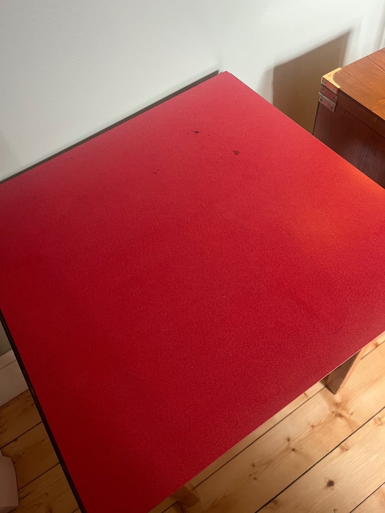 Midcentury drop leaf table, red