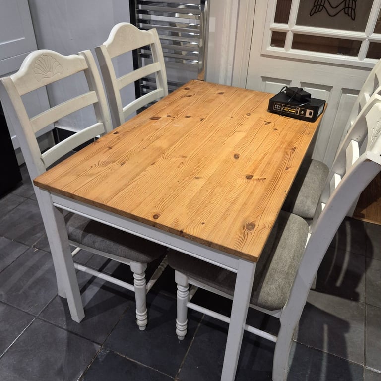 image for 4 seater pine table and chairs