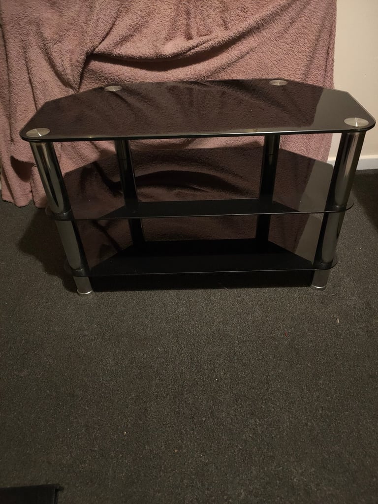 image for Black glass TV stand 