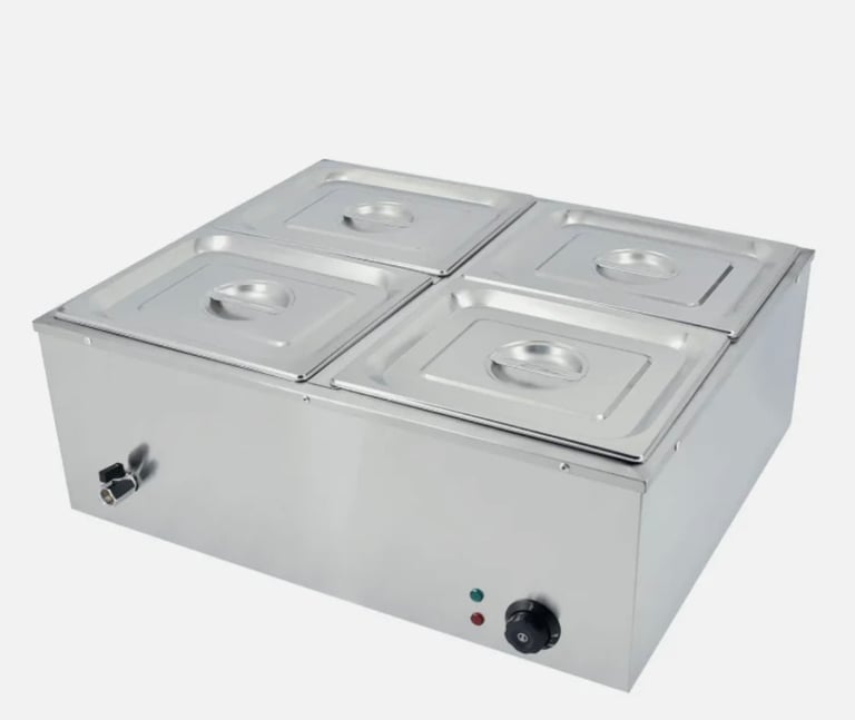  Commercial 4 Pot Countertop Wet Heat Bain Marie 4x GN1/2 Dr Cafe shop 