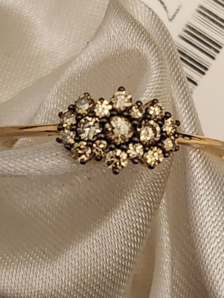 NEE 14Ct SIZE R 14ct Gold Ring Size R SGL CERTIFIED Natural Green Diamonds BOAT RING 0.33ct New 
