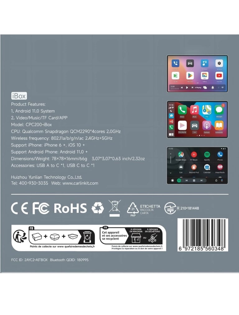 CarlinKit AIBOX-Basic, 2GB+16GB Android/Wireless CarPlay/Wireless Android Auto,N