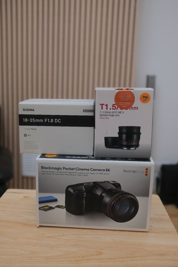 BMPCC 6K (EF) With Full Tilta Cage, Sigma 18-35mm, Samyang 85mm, V-Mount Battery & Tiffen ND Filter