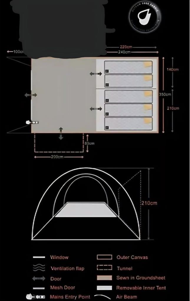 Massive olpro 5 man air tent and trailer