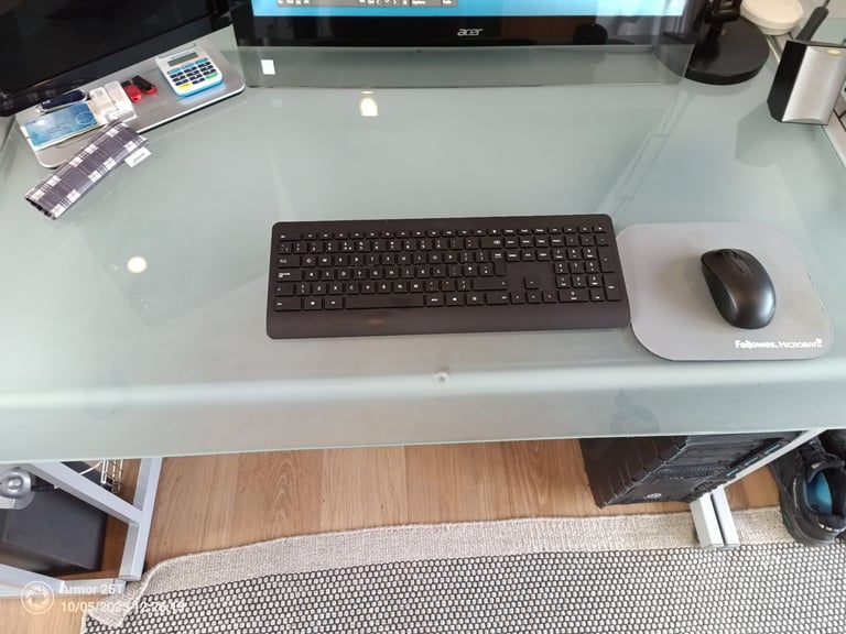 Home Office Desk (L-Shaped Glass Desk from John Lewis) for Sale - Collect from Faversham (Kent)