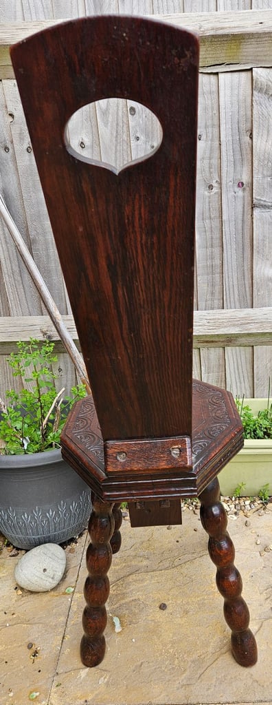 Antique Carved Oak Spinning Chair Circa 1910