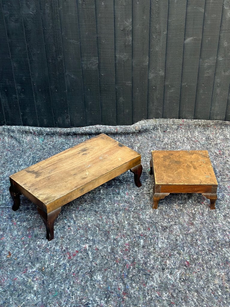 Set of two vintage wooden footstools 