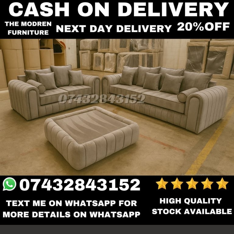 New Luxury Style Collection UK Corner and 3+2 Seater  Sofas