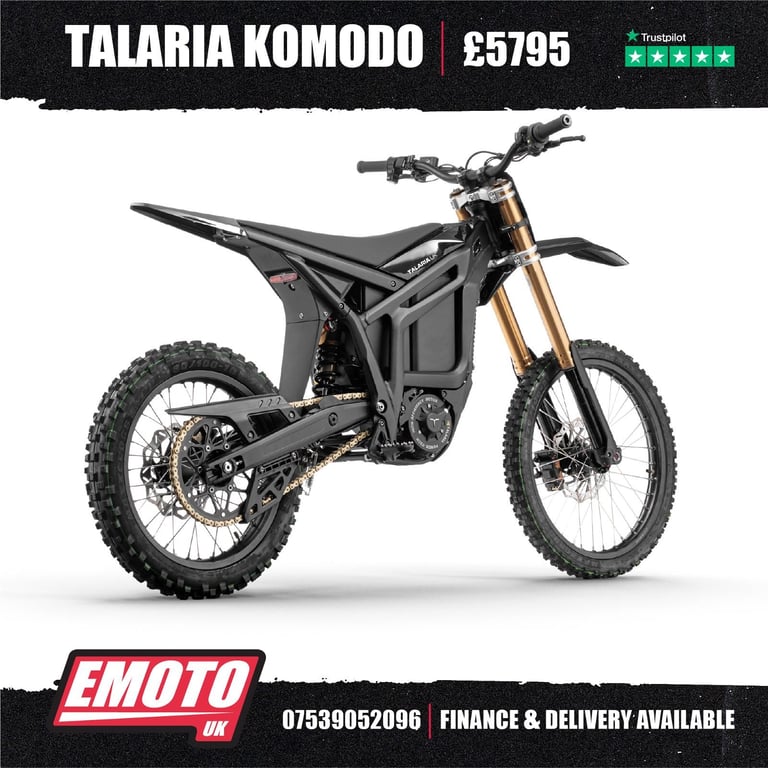 NEW TALARIA KOMODO BLACK 72V 2025 Electric Bike @EmotoUK - Finance Available
