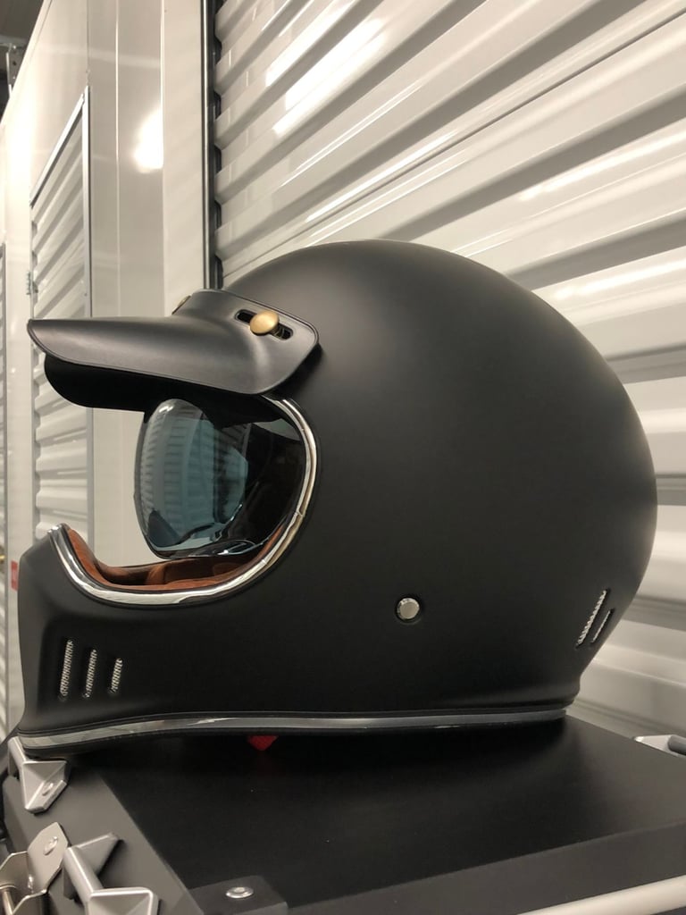 Motorcycle helmet , retro vintage helmet ,matte black , brand new