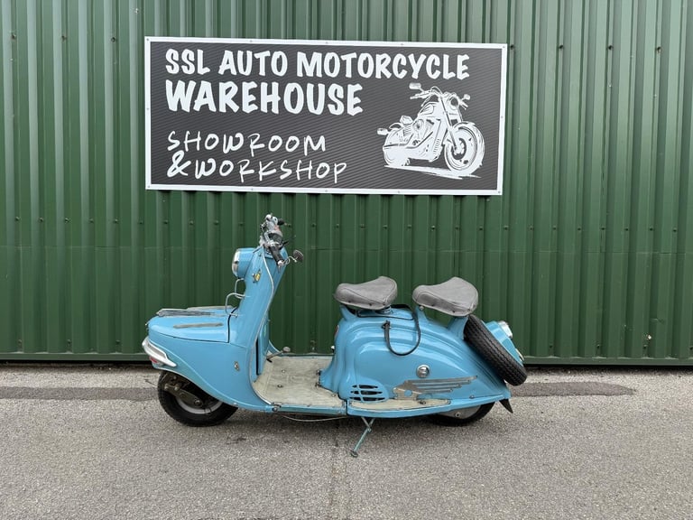 Peugeot S57B Scooter 123cc Blue 1956 Running and Riding Project with V5 