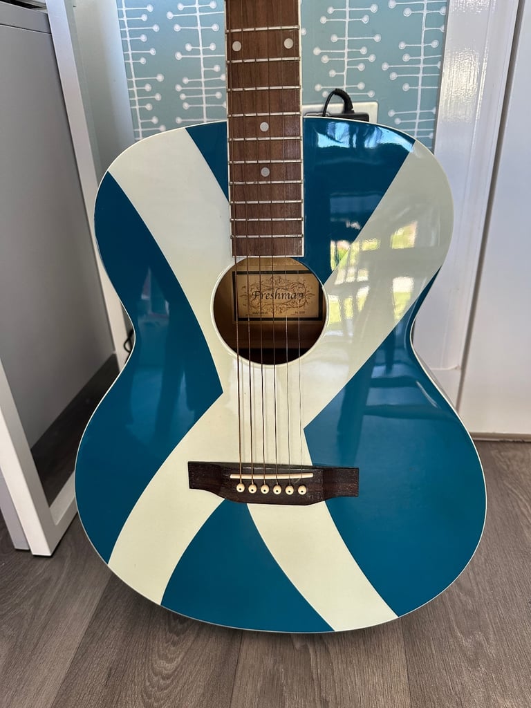 FRESHMAN St Andrew's Flag Acoustic Guitar - Like New