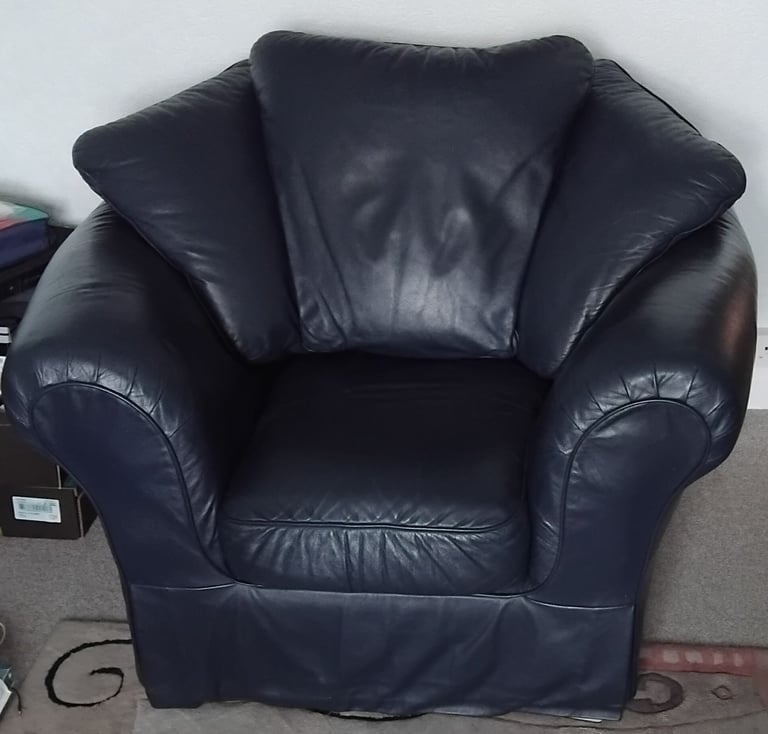 image for Leather Armchair, Dark Blue, Excellent Condition