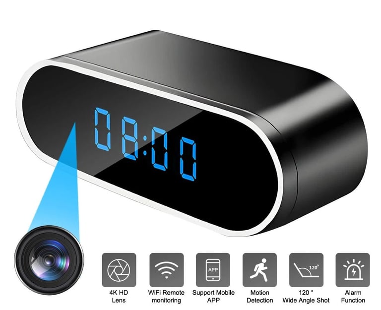 image for Digital LED Alarm SPY CAM clock WIFI 
