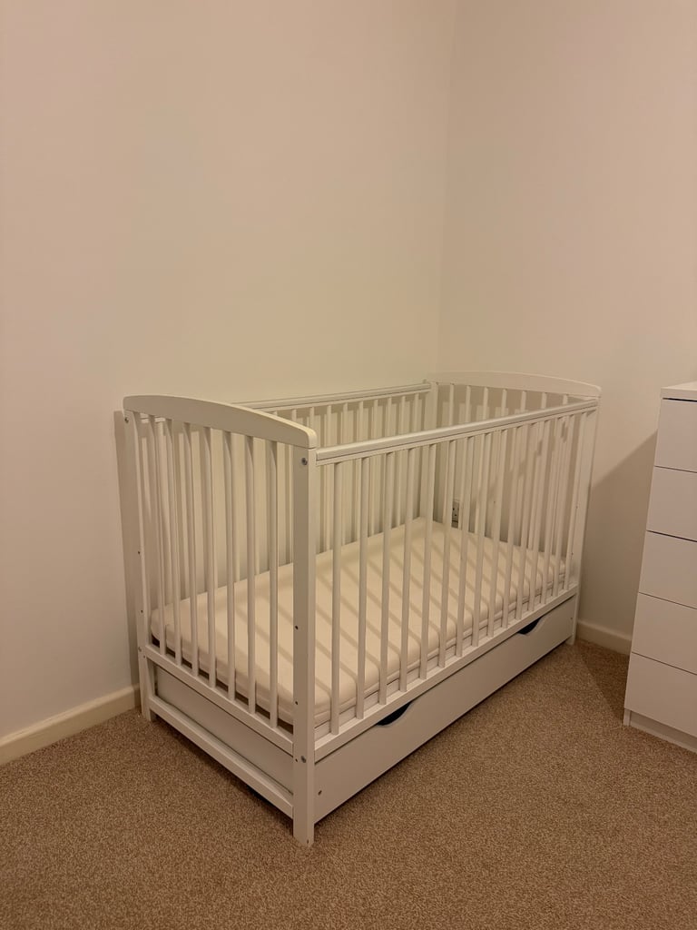 image for Baby Cot with teething sides and drawer