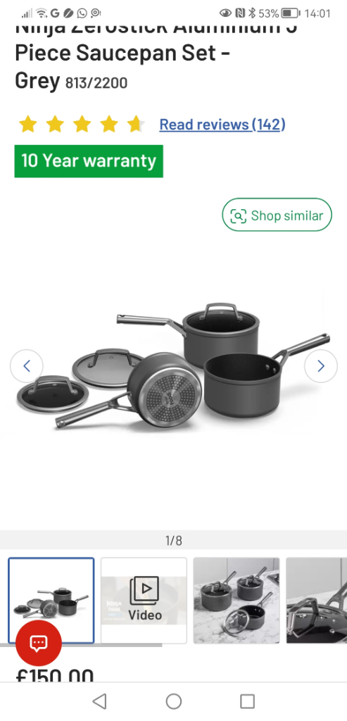 Buy Ninja Zerostick Aluminium 3 Piece Saucepan Set - Grey, Pan sets