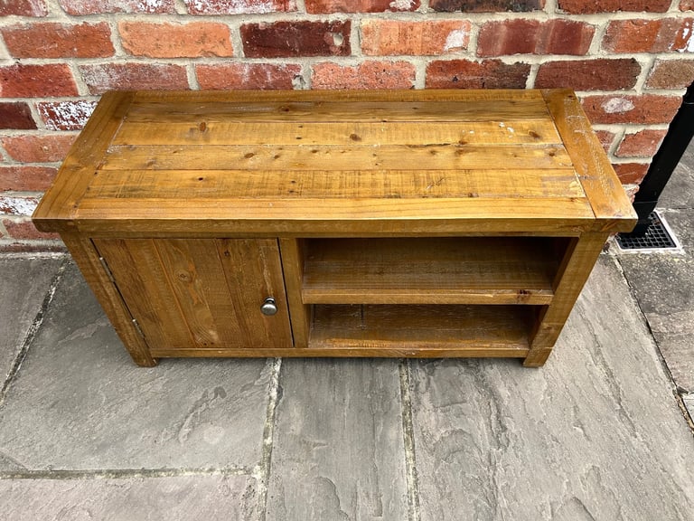 Rustic Solid Pine TV Stand - Good Condition 
