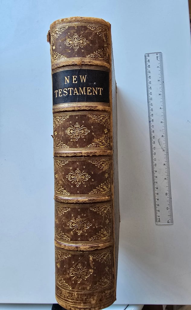 1883 Antique Large KJV New Testament w/Engravings Leatherbound English Bible Complete -142 Y/O