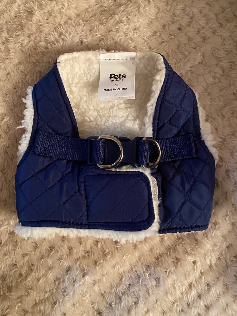 Pets at Home Quilted Shearling Puppy Harness Blue X Small