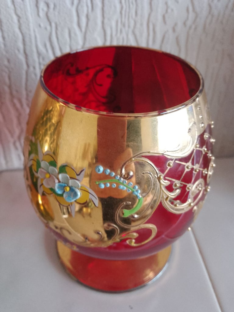 Czech bohemian large balloon brandy glasses