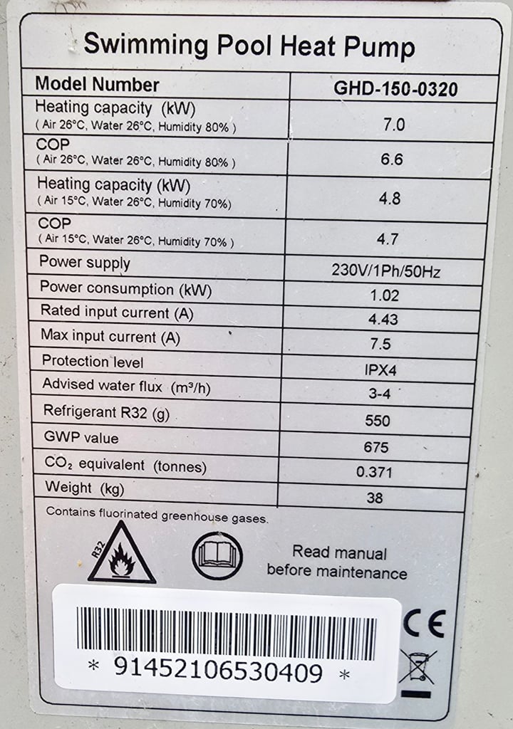 Pool heater, pool ladder, pool filter, flowclear, skimmer, and hoover